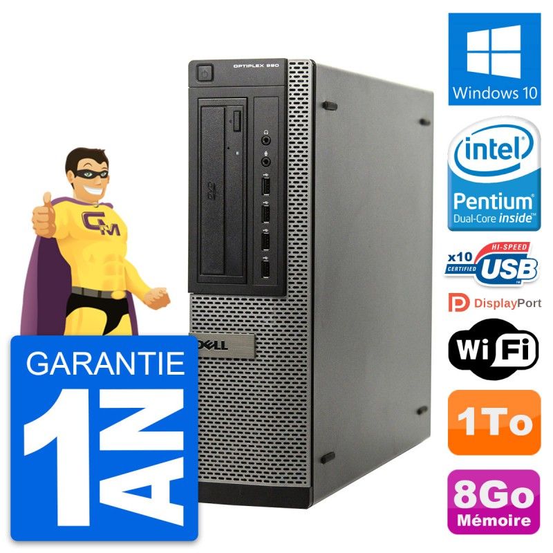 Dell OptiPlex 990 DT Desktop Computer - Intel G630, 8GB RAM, 1TB HDD, Windows 10, WiFi
