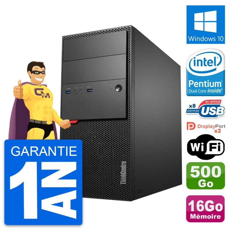 Ordinateur de bureau Lenovo ThinkCentre M900 - Processeur Intel G4400, 16 Go de RAM, 500 Go HDD, Windows 10, Wifi