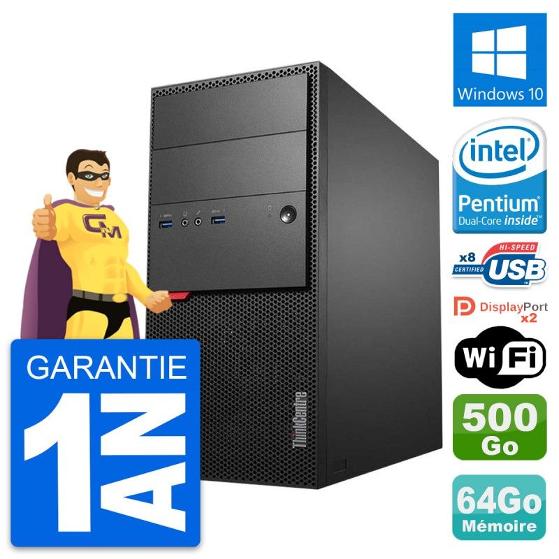 Lenovo ThinkCentre M900 Desktop PC - Intel Pentium G4400, 64GB RAM, 500GB HDD, Windows 10, WiFi