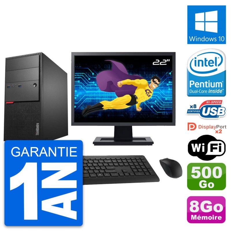 Lenovo M900 Desktop PC - 22" Screen, Intel G4400, 8GB RAM, 500GB Disk