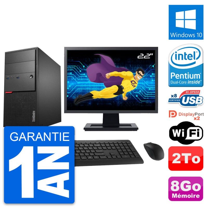Lenovo M900 Desktop PC - 22" Screen, Intel G4400, 8GB RAM, 2TB Storage, Windows 10, WiFi