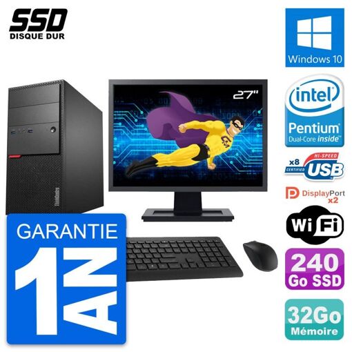 Ordenador de sobremesa Lenovo M900, pantalla de 27', procesador Intel G4400, 32 GB de RAM, SSD de 240 GB
