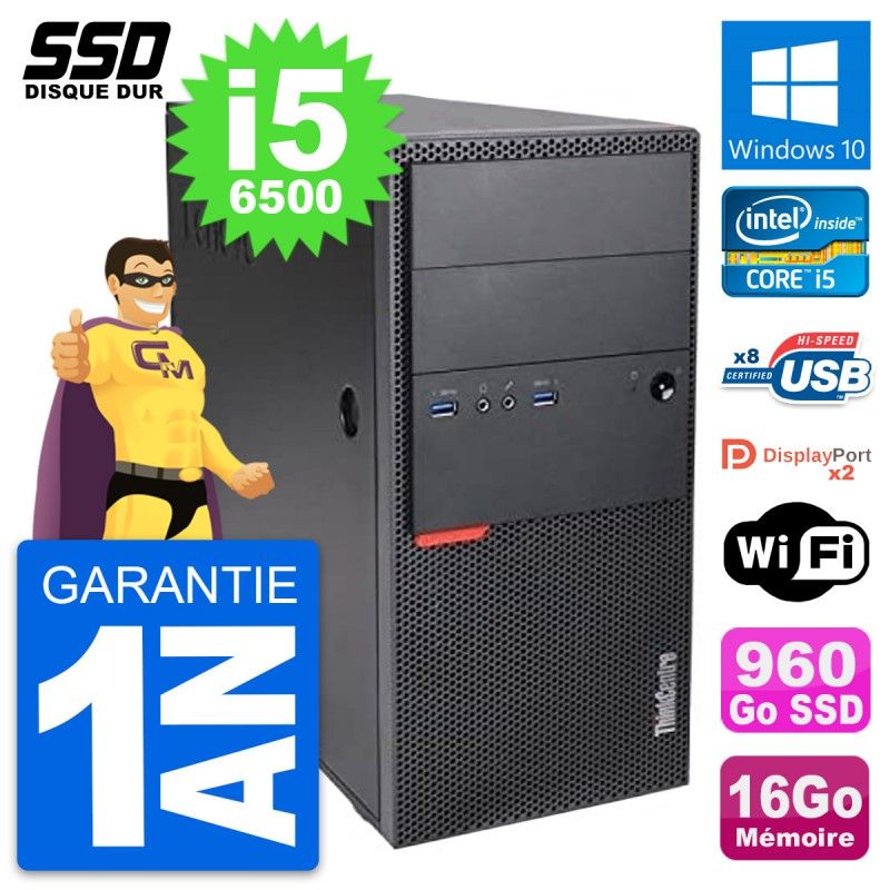 Lenovo ThinkCentre M900 Desktop PC - Intel i5-6500, 16GB RAM, 960GB SSD, Windows 10, WiFi
