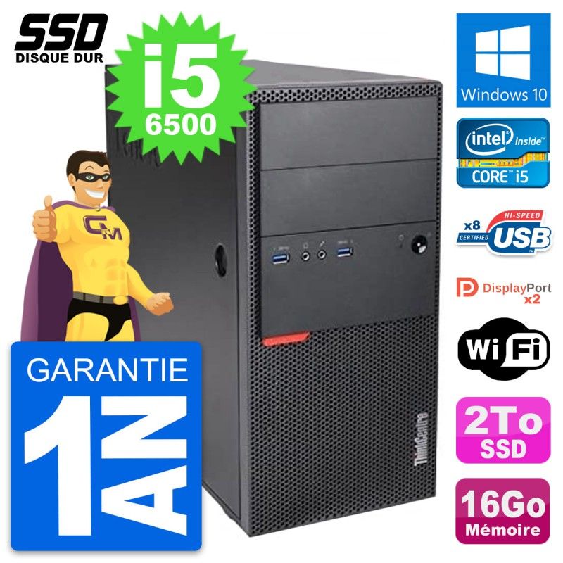 Lenovo ThinkCentre M900 Desktop PC - Intel i5-6500, 16GB RAM, 2TB SSD, Windows 10, WiFi