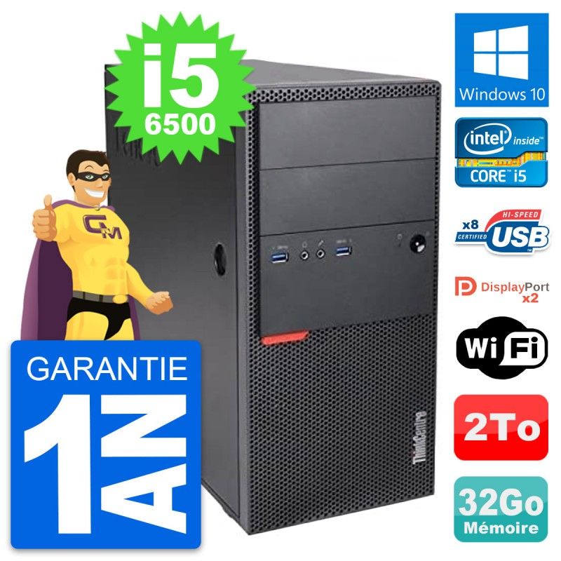 Lenovo ThinkCentre M900 Core i5-6500 32GB RAM 2TB HDD Windows 10 Wi-Fi Desktop PC