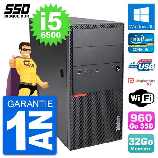 PC de escritorio Lenovo ThinkCentre M900 - Intel i5-6500, 32GB de RAM, 960GB SSD, Windows 10, WiFi