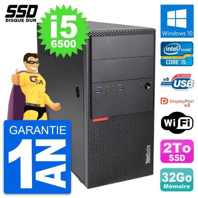 Lenovo ThinkCentre M900 Desktop PC - Intel i5-6500, 32GB RAM, 2TB SSD, Windows 10, WiFi