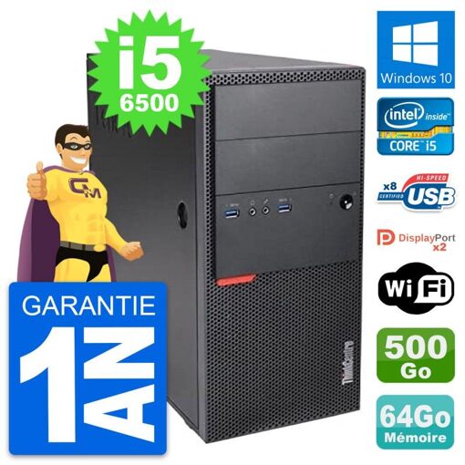 Computadora de escritorio Lenovo ThinkCentre M900 - i5-6500, 64GB de RAM, 500GB SSD, Windows 10, WiFi