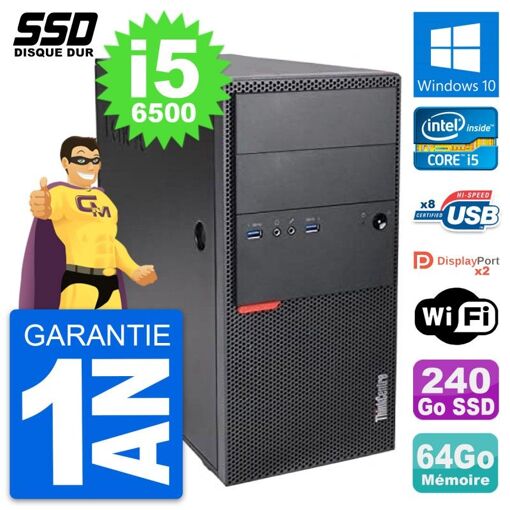 PC de escritorio Lenovo ThinkCentre M900 - Intel i5-6500, 64GB de RAM, 240GB SSD, Windows 10, WiFi