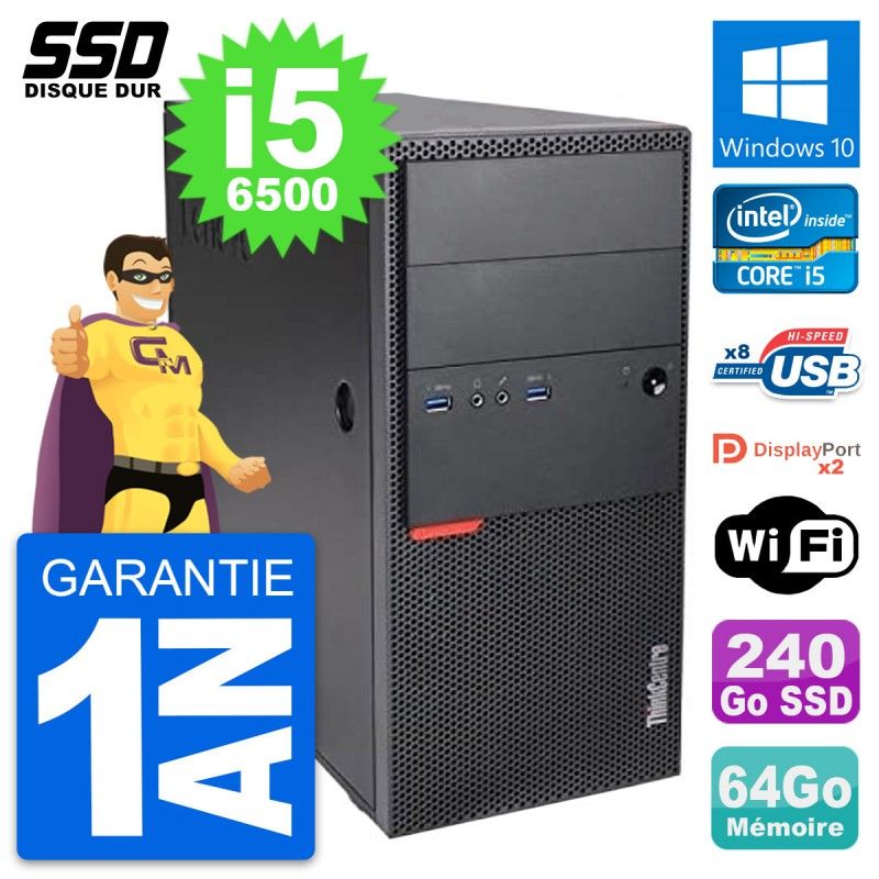 Lenovo ThinkCentre M900 Desktop PC - Intel i5-6500, 64GB RAM, 240GB SSD, Windows 10, WiFi