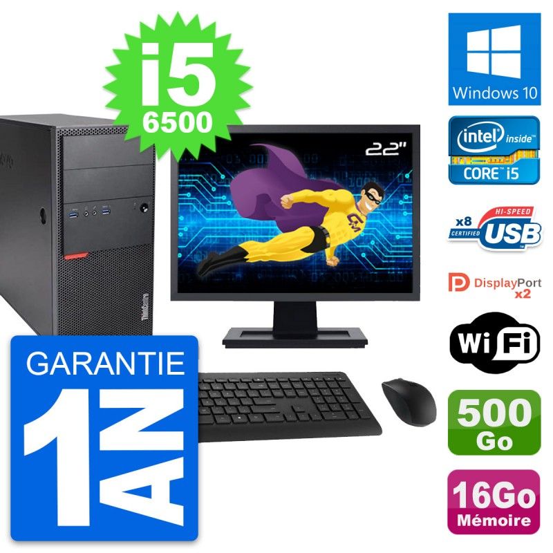 Lenovo M900 Tour PC - 22" Screen, Core i5-6500, 16GB RAM, 500GB HDD, Windows 10, WiFi