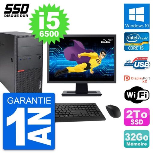 Computadora de escritorio Lenovo M900, pantalla de 22'', procesador Intel i5-6500, 32GB de RAM, 2TB SSD, Windows 10, WiFi