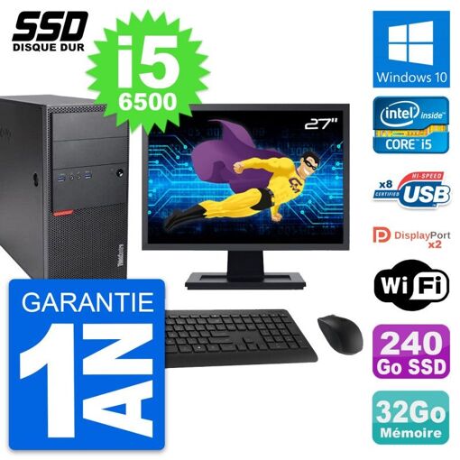 Computadora de escritorio Lenovo M900, pantalla de 27'', procesador Intel i5-6500, 32GB de RAM, 240GB SSD, Windows 10, WiFi