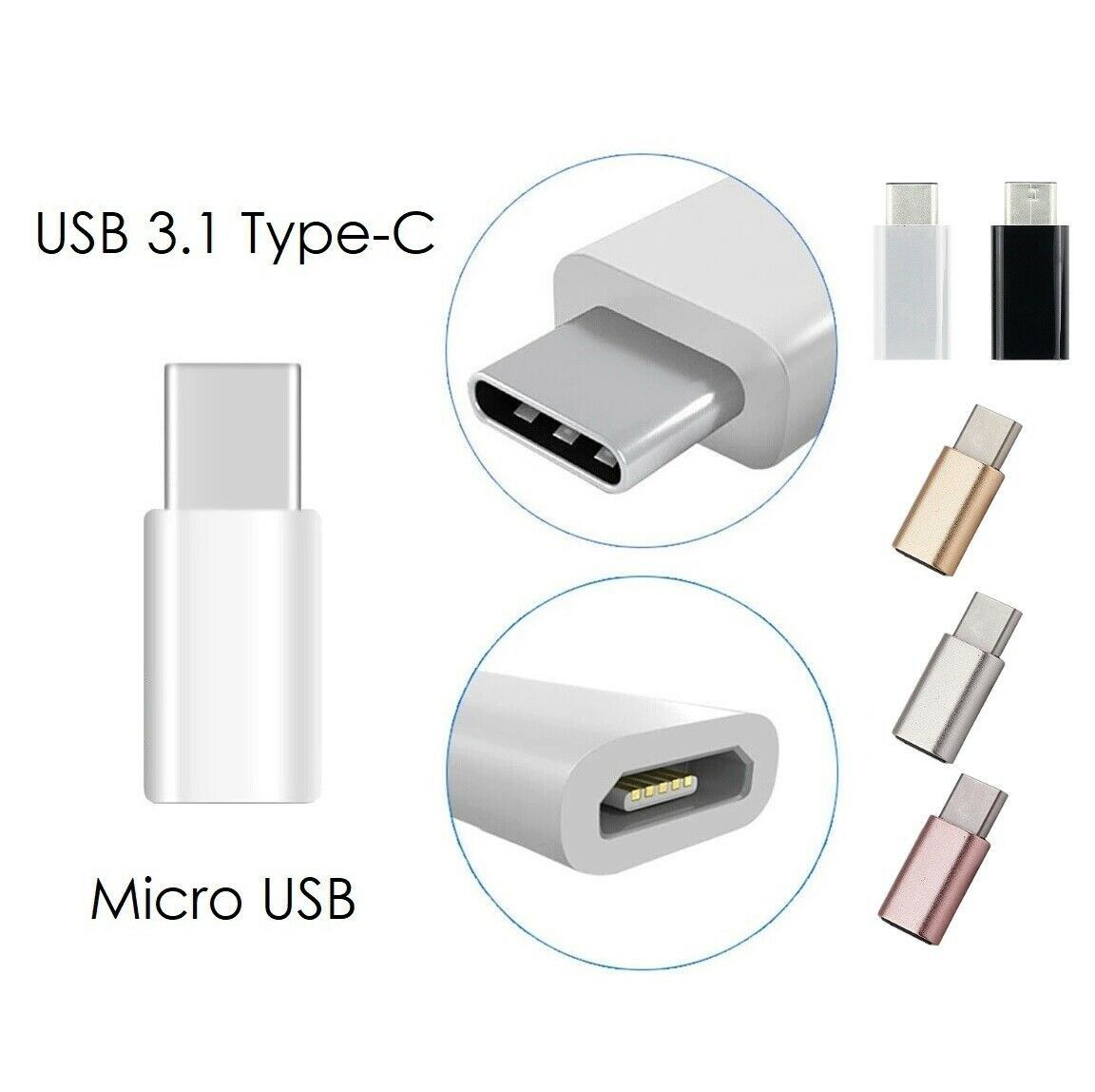 Yatout Micro USB Female to Type C Male Adapter