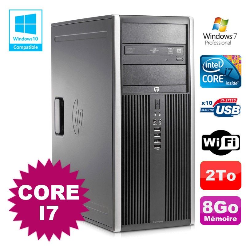 PC de escritorio HP Elite 8100 MT - Procesador Intel Core i7-860, 8 GB de RAM, disco duro de 2 TB, grabadora de DVD, Windows 7 Profesional