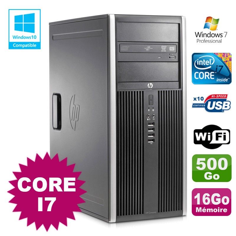 PC de sobremesa HP Elite 8100 MT - Procesador Intel Core i7-860, 16 GB de RAM, disco duro de 500 GB, grabadora de DVD, WiFi
