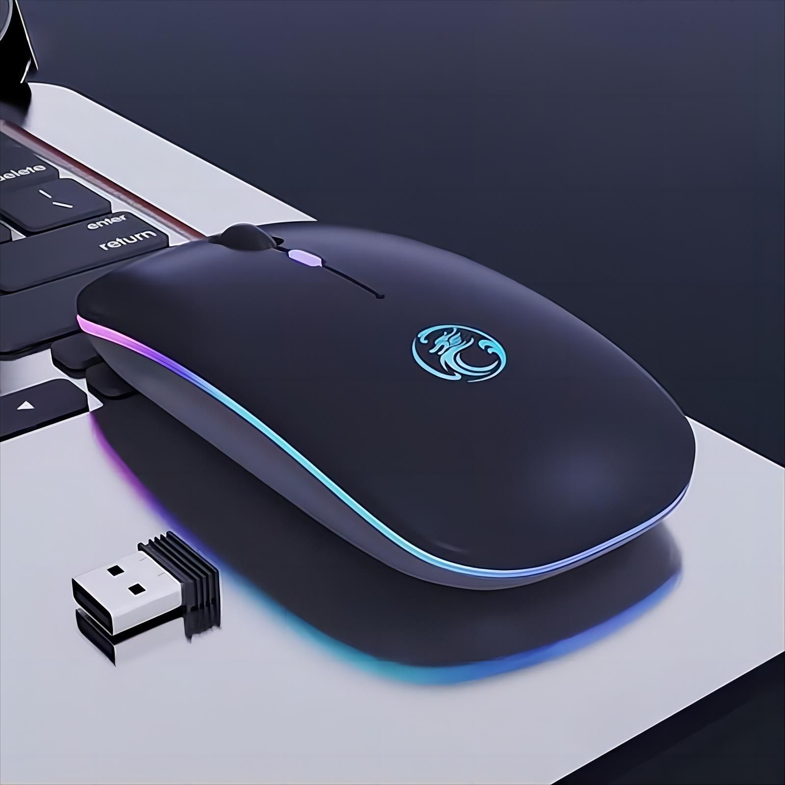 Ergonomic Wireless Rechargeable Mouse with LED Backlight