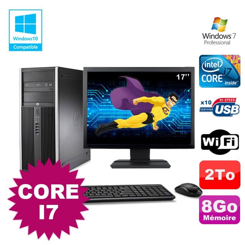 HP Elite 8100 MT Desktop PC - Core i7-860, 8GB RAM, 2TB HDD, DVD Burner, WiFi, Windows 7 Pro