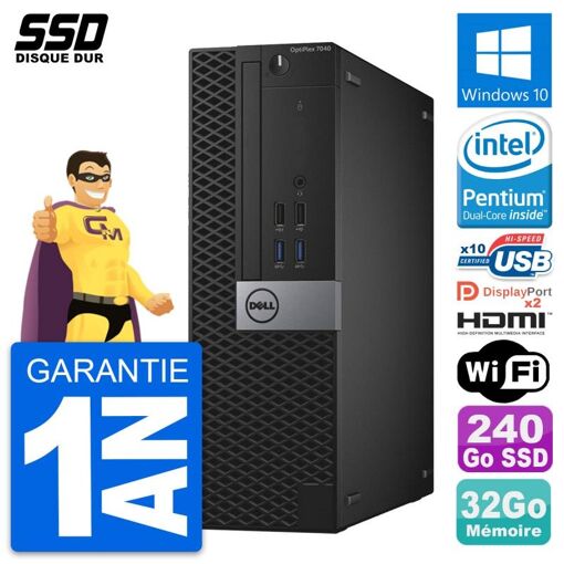 PC Dell OptiPlex 7040 SFF - Intel G4400, 32GB de RAM, 240GB SSD, HDMI, WiFi, Windows 10