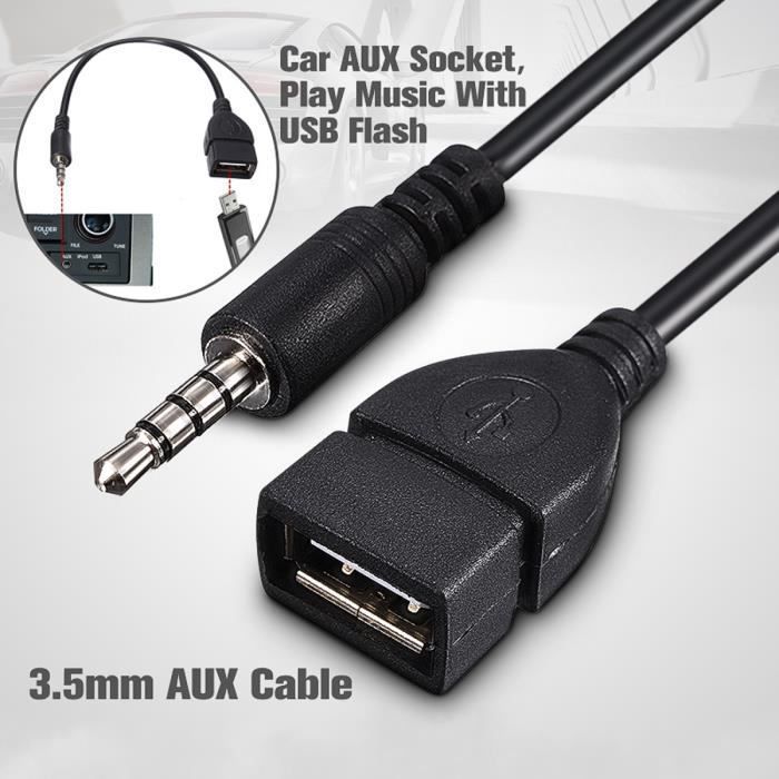 YWEI 3.5mm Audio AUX to USB 2.0 Adapter Cable (Male to Female)