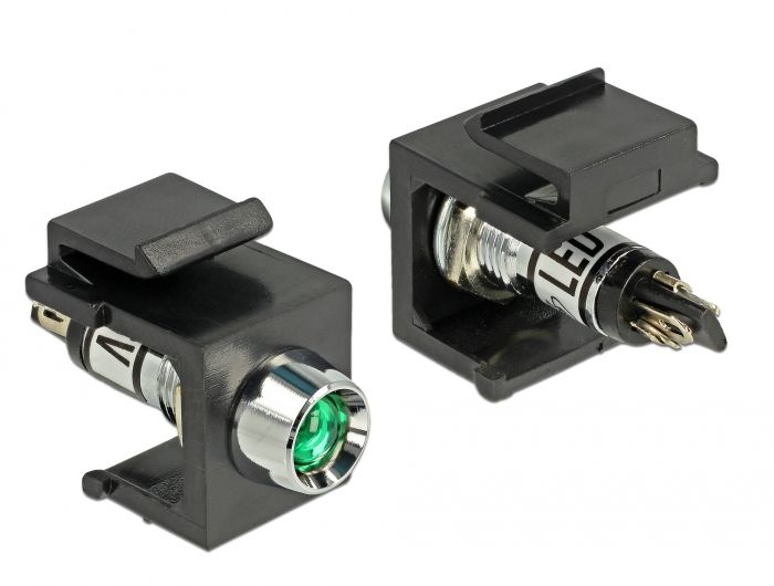 Conector Delock Keystone LED Negro/Verde/Acero Inoxidable