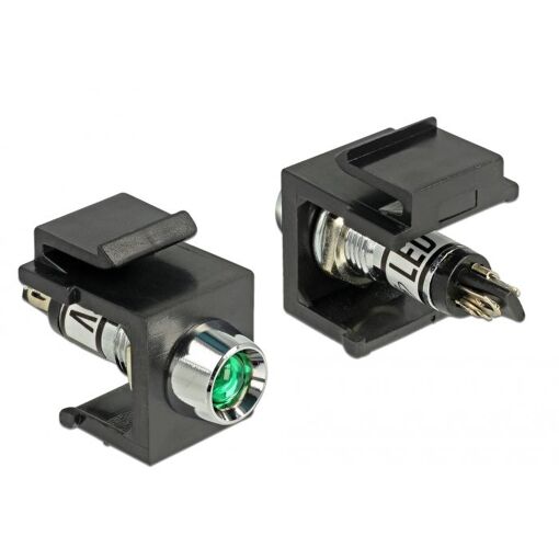 Delock Keystone LED Connector, Black/Green/Stainless Steel