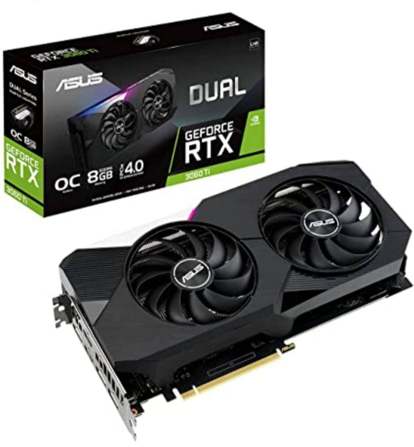 Carte graphique ASUS DUAL-RTX3060TI-O8G-V2 - Edition OC - GF RTX 3060 Ti - 8 Go GDDR6 - PCIe 4.0 - 2 HDMI, 3 DisplayPort