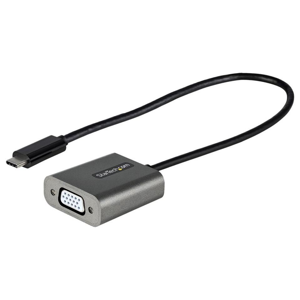 Startech Adaptateur USB C vers VGA - Dongle USB-C 1080p vers VGA - Convertisseur USB-C (DP Alt Mode) vers Écrans/Affichages VGA - Comp. Thunderbolt 3 - Câble Intégré 30cm (CDP2VGAEC) - Adaptateur vidéo - USB-C mâle pour HD-15 (VGA) femelle - 30...
