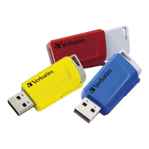 Verbatim 16GB USB 3.2 Gen 1 Flash Drive (Blue, Yellow, Red - Pack of 3)