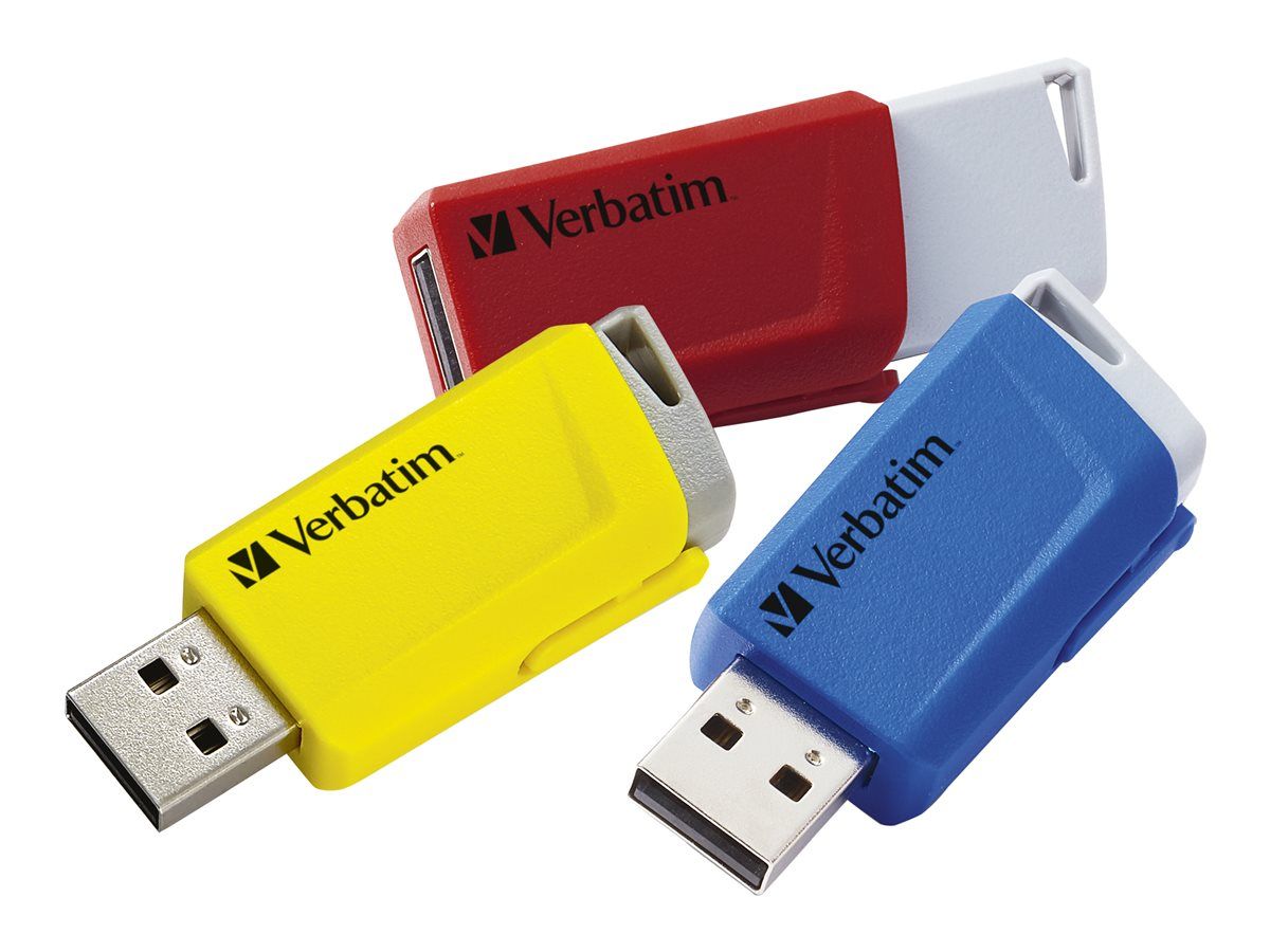Verbatim 16GB USB 3.2 Gen 1 Flash Drive (Blue, Yellow, Red - Pack of 3)