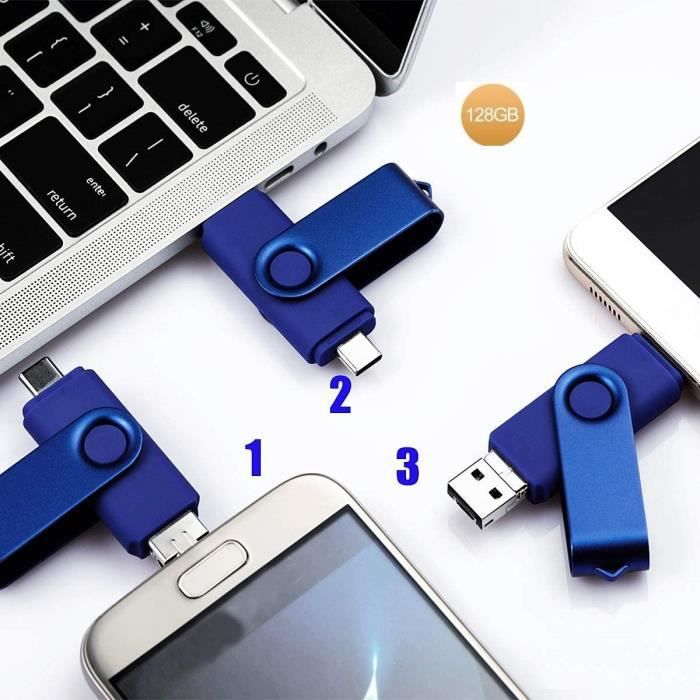 Les Radins 128GB USB Flash Drive Duo Blue OTG 2.0