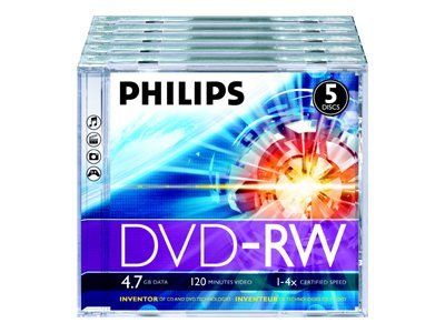 Philips DN4S4J05F 5x DVD-RW Disk - 4.7GB (120min) 1x-4x CD Case