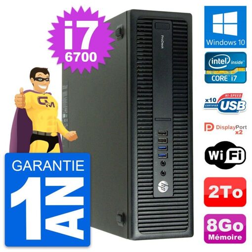 Computadora de escritorio HP ProDesk 600 G2 SFF - Procesador Intel Core i7-6700, 8GB RAM, 2TB HDD, Windows 10
