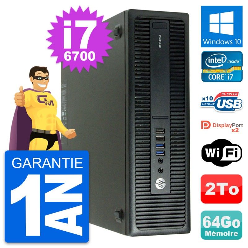 HP ProDesk 600 G2 SFF Desktop PC - Intel i7-6700, 64GB RAM, 2TB HDD, Windows 10, WiFi