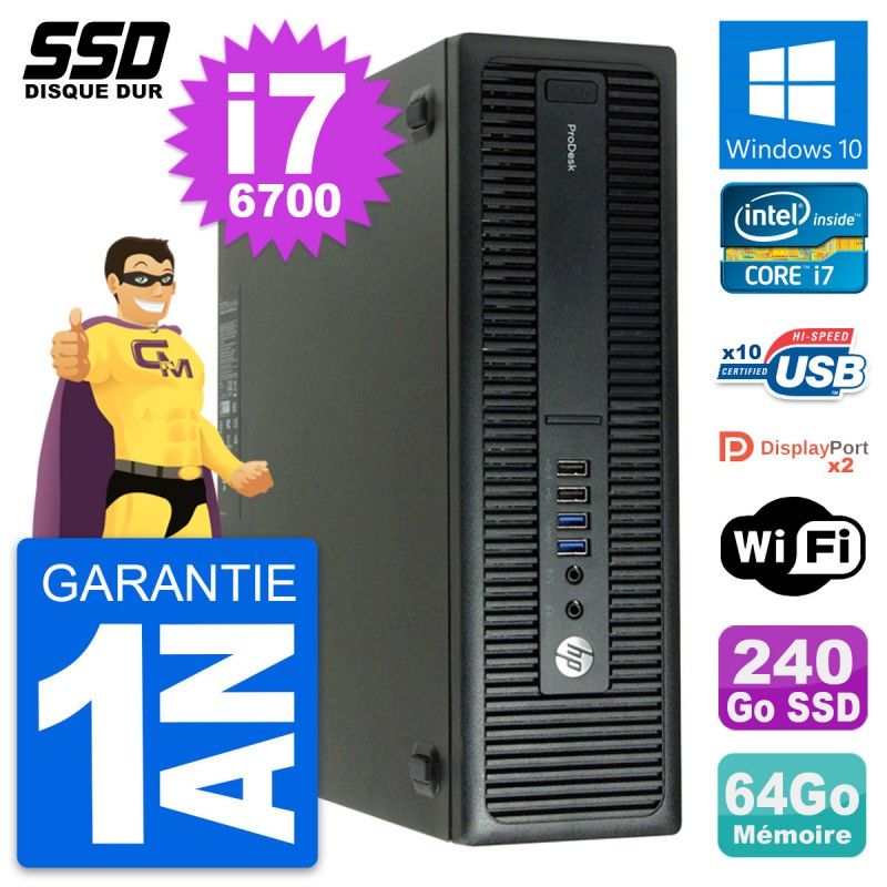 HP ProDesk 600 G2 Mini PC - Intel Core i7, 64GB RAM, 240GB SSD, Windows 10