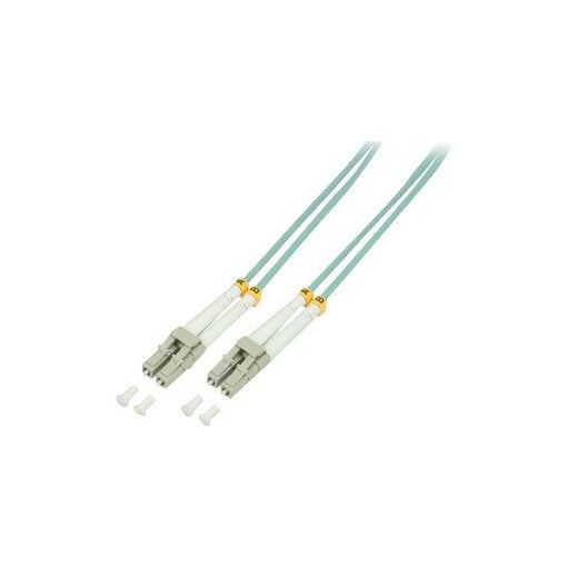 Câble en fibre optique 2direct, 2 m, LC multimode (M) vers LC multimode (M), Duplex, OM3, 50/125 micron, Sans halogène, Turquoise