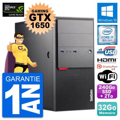 PC de juego Lenovo M900 - i7-6700, 32GB de RAM, 240GB SSD + 2TB HDD, GTX 1650, Windows 10