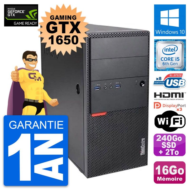 Lenovo M900 Gaming PC - GTX 1650, i5-6500, 16GB RAM, 240GB SSD + 2TB HDD