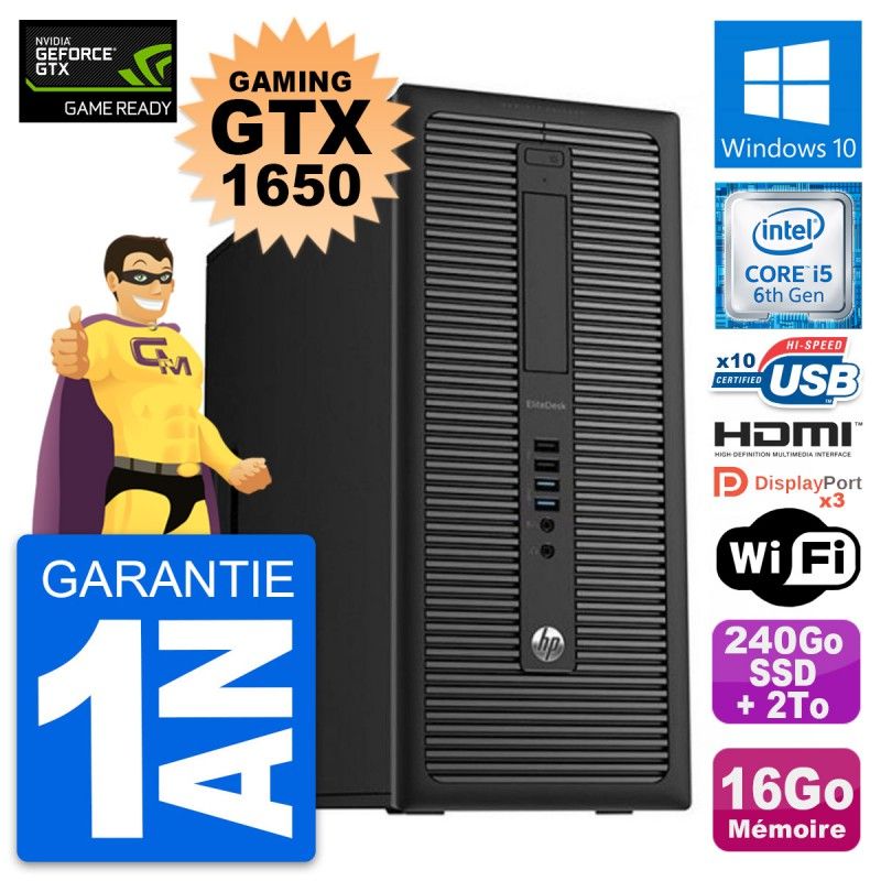 HP EliteDesk 800 G2 Gaming PC - GTX 1650, i5-6500, 16GB RAM, 240GB SSD + 2TB HDD, Windows 10