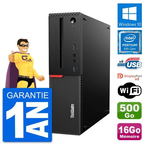 Computadora de escritorio Lenovo ThinkCentre M800 SFF - Procesador Intel G4400, 16GB de RAM, 500GB HDD, Windows 10, WiFi