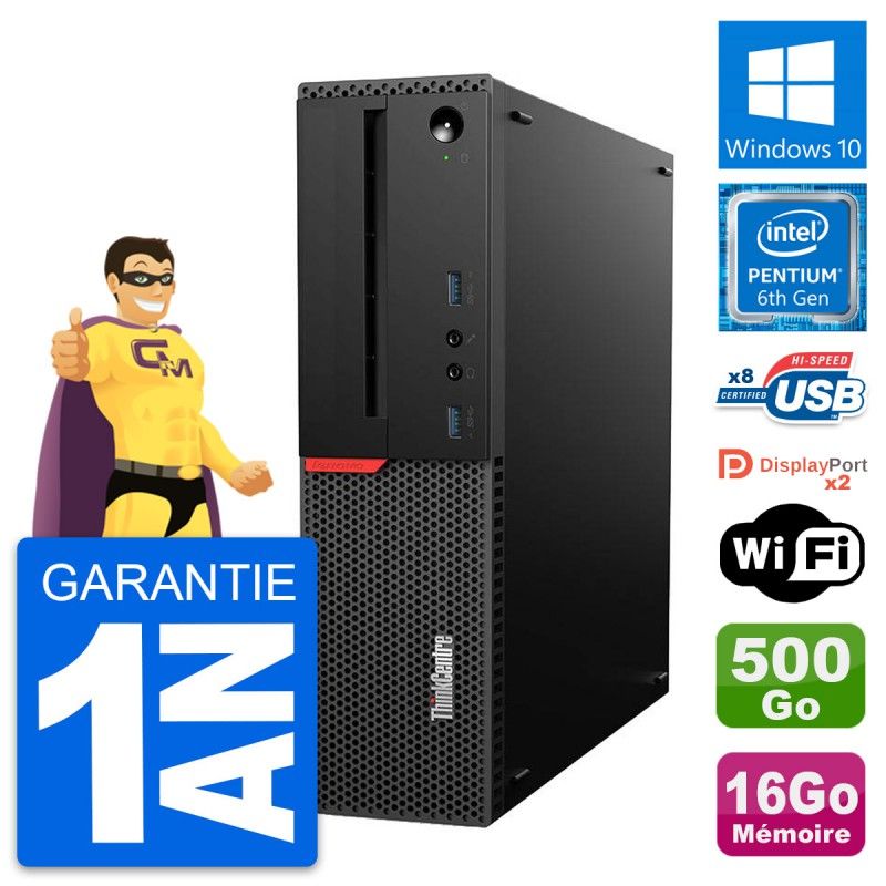 Lenovo ThinkCentre M800 SFF Desktop Computer - Intel G4400, 16GB RAM, 500GB HDD, Windows 10, WiFi