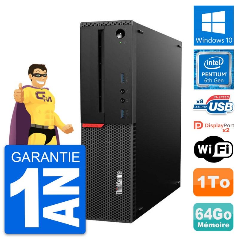 Lenovo ThinkCentre M800 SFF PC - Intel G4400, 64GB RAM, 1TB HDD, Windows 10, WiFi