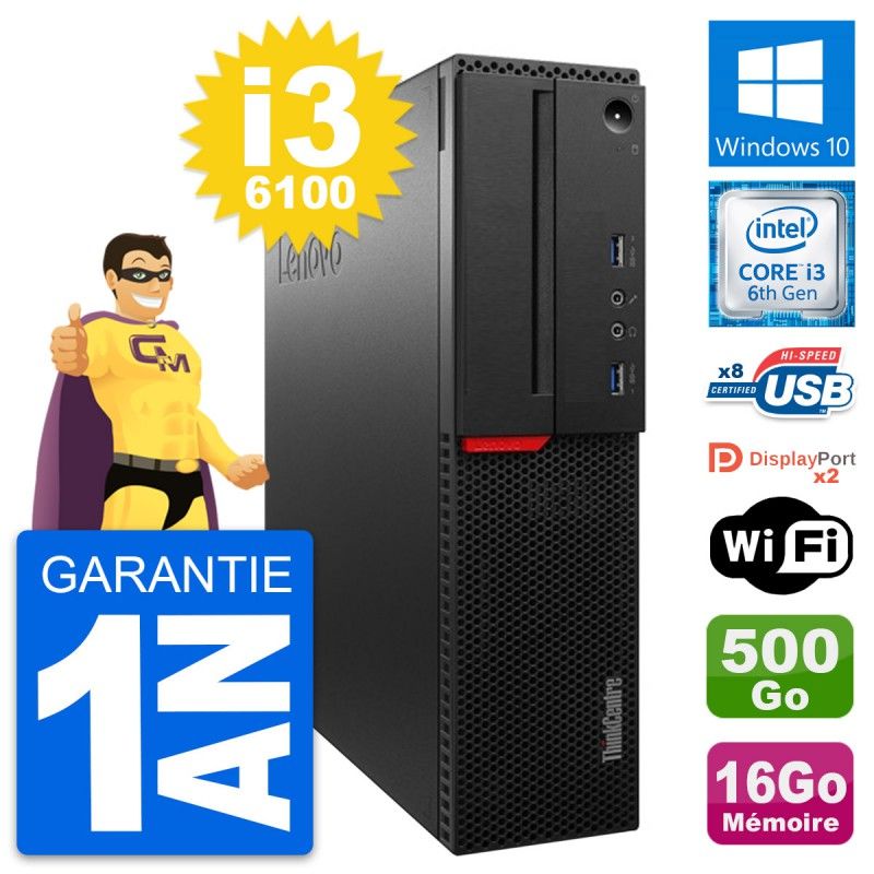 Lenovo ThinkCentre M800 SFF i3-6100 16GB RAM 500GB HDD Windows 10 WiFi