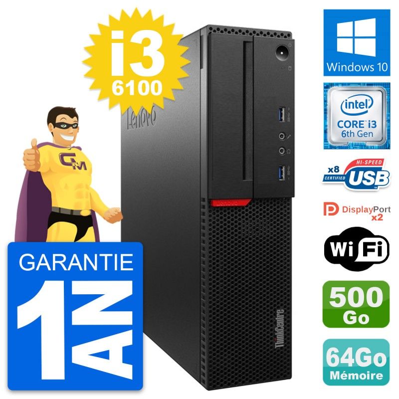 Lenovo ThinkCentre M800 SFF i3-6100 64GB RAM 500GB HDD Windows 10 Wifi