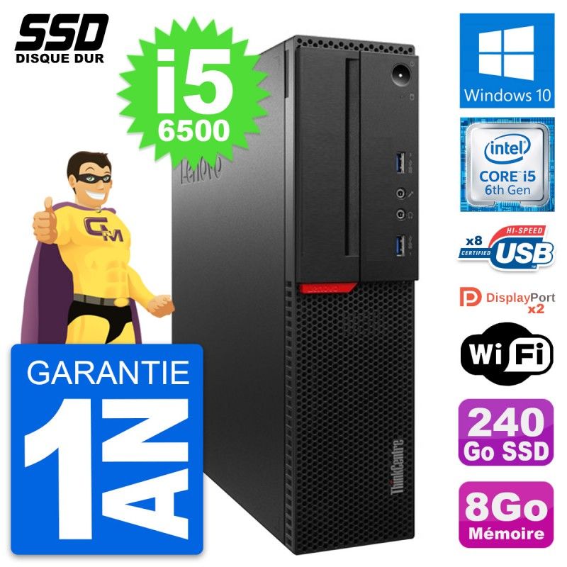 Lenovo ThinkCentre M800 SFF Desktop PC - Intel Core i5-6500, 8GB RAM, 240GB SSD, Windows 10, WiFi