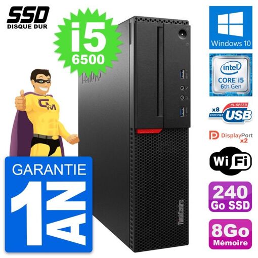 PC de escritorio Lenovo ThinkCentre M800 SFF - Procesador Intel Core i5-6500, 8GB de RAM, 240GB SSD, Windows 10, WiFi