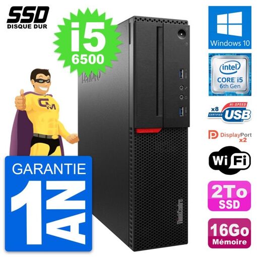 PC de escritorio Lenovo ThinkCentre M800 SFF - Procesador Intel i5-6500, 16GB RAM, 2TB SSD, Windows 10, WiFi