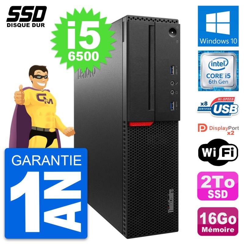 Lenovo ThinkCentre M800 SFF Desktop PC - Intel i5-6500, 16GB RAM, 2TB SSD, Windows 10, WiFi