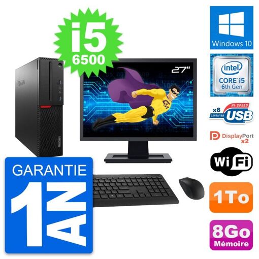 Computadora de escritorio Lenovo M800 SFF, Pantalla de 27', Intel i5-6500, 8 GB de RAM, 1 TB HDD, WiFi