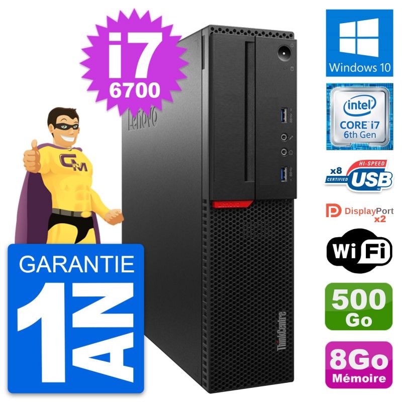 Lenovo ThinkCentre M800 SFF Intel Core i7-6700 8 Go RAM 500 Go SSD Windows 10 Wifi
